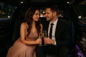 Romantic limousine ride.